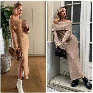Cult Gaia Mariel Off the Shoulder Knit Sweater Dress, Size L